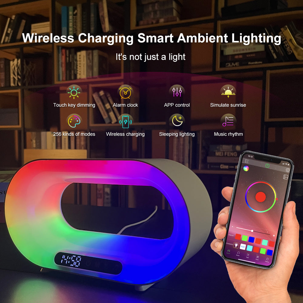 Smart RGB Desk Lamp - Wirelles Charcging & Alarm Clock