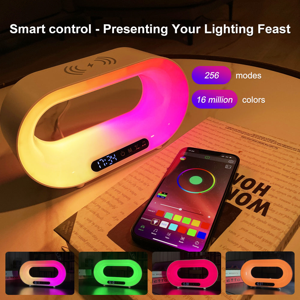 Smart RGB Desk Lamp - Wirelles Charcging & Alarm Clock