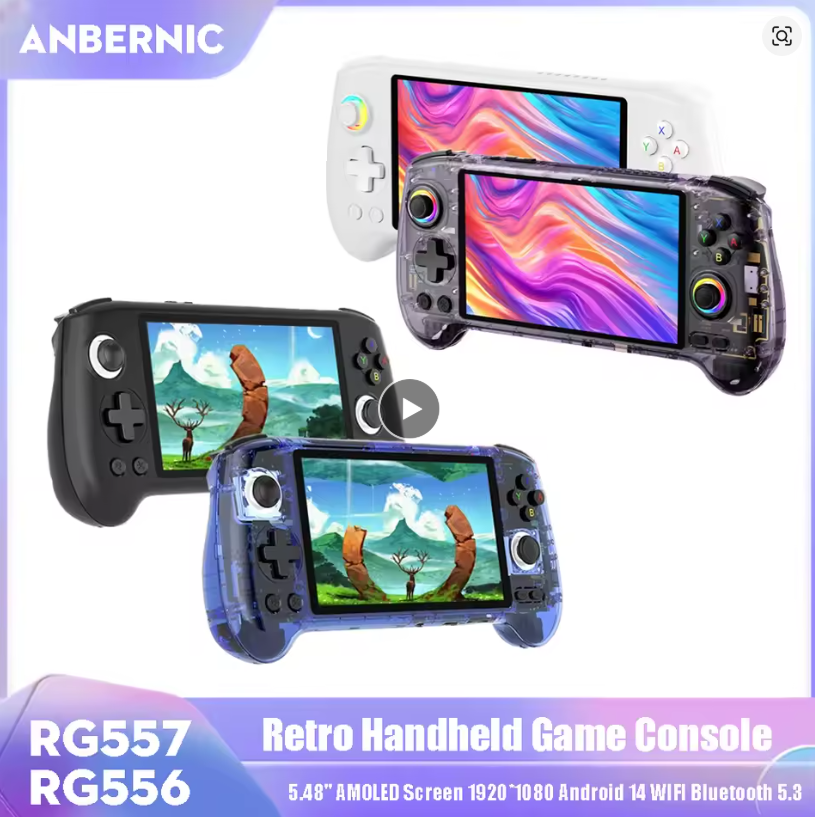 "ANBERNIC RG556 Retro Handheld Game Console – 5.48'' AMOLED, Android 14, 5000+ Games Support"