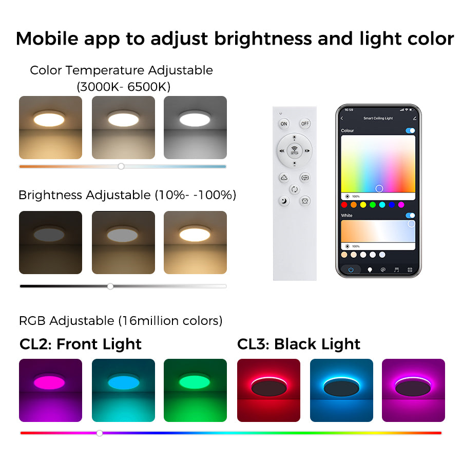 Smart RGB Ceiling Light - App-Controlled Ambient LED Lamp