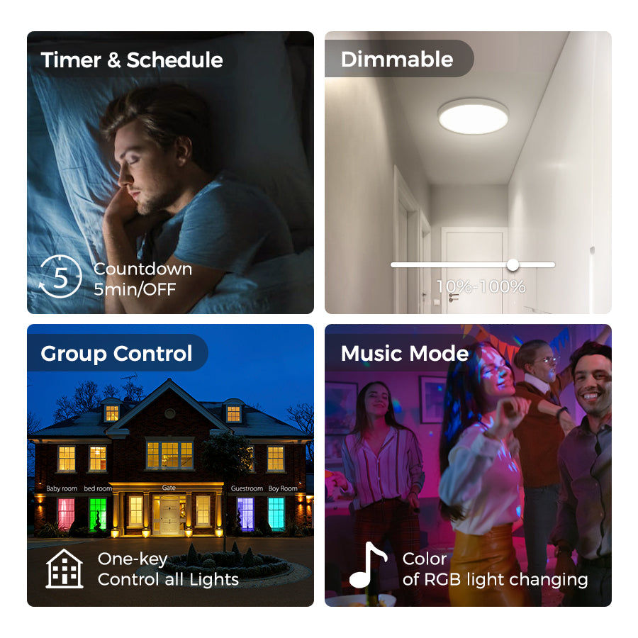 Smart RGB Ceiling Light - App-Controlled Ambient LED Lamp