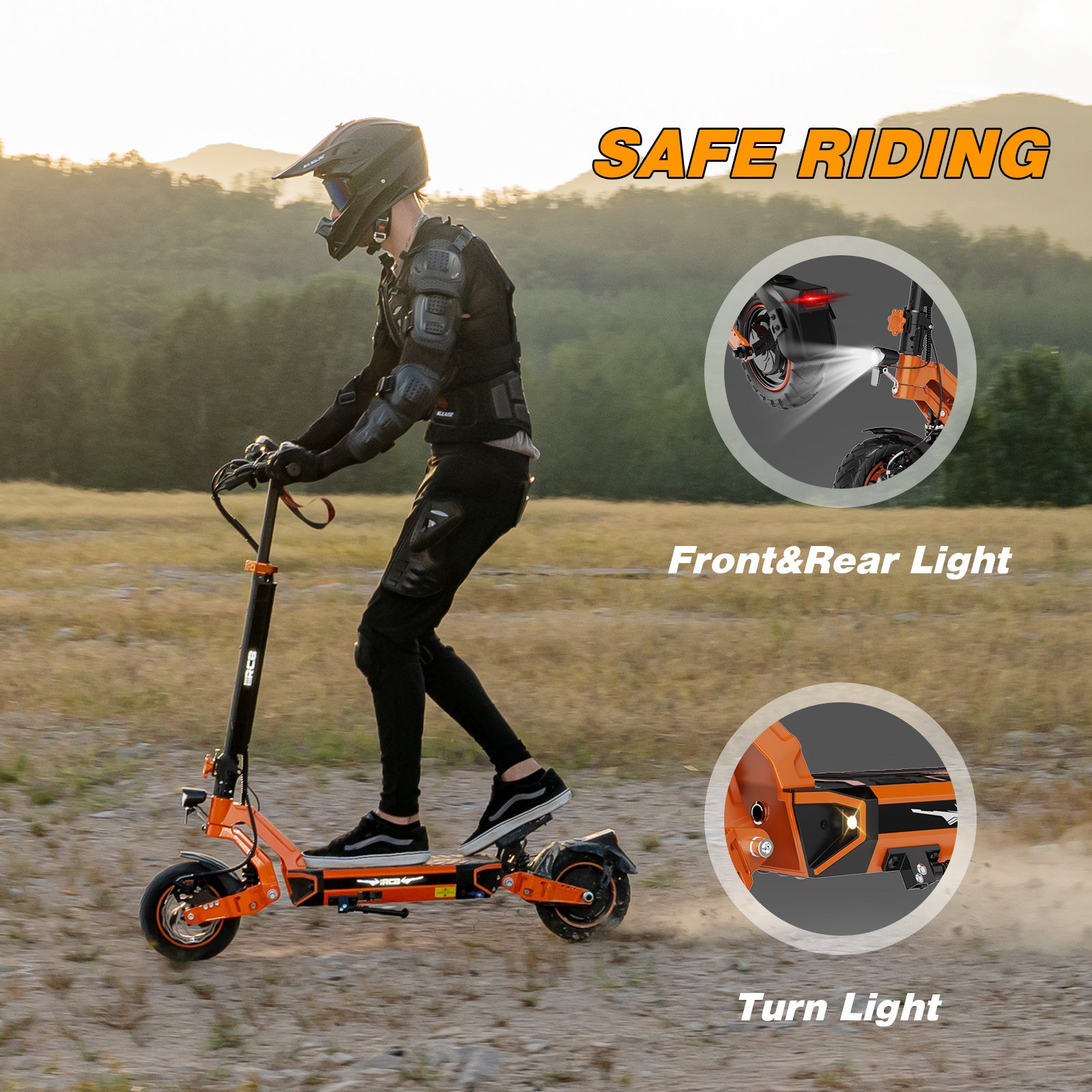 RGB Off-Road ELectric Scooter - 5600w Dual Motor, Long Range, Foldable Design