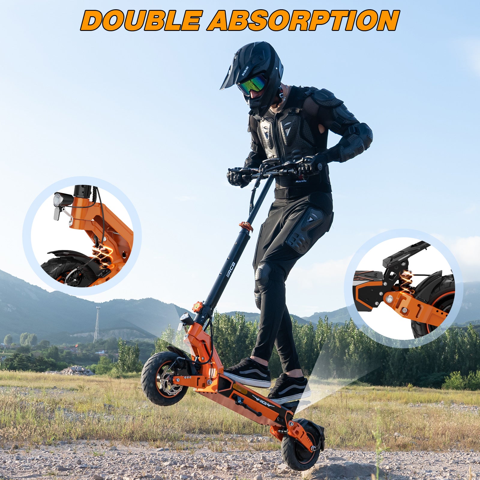 RGB Off-Road ELectric Scooter - 5600w Dual Motor, Long Range, Foldable Design