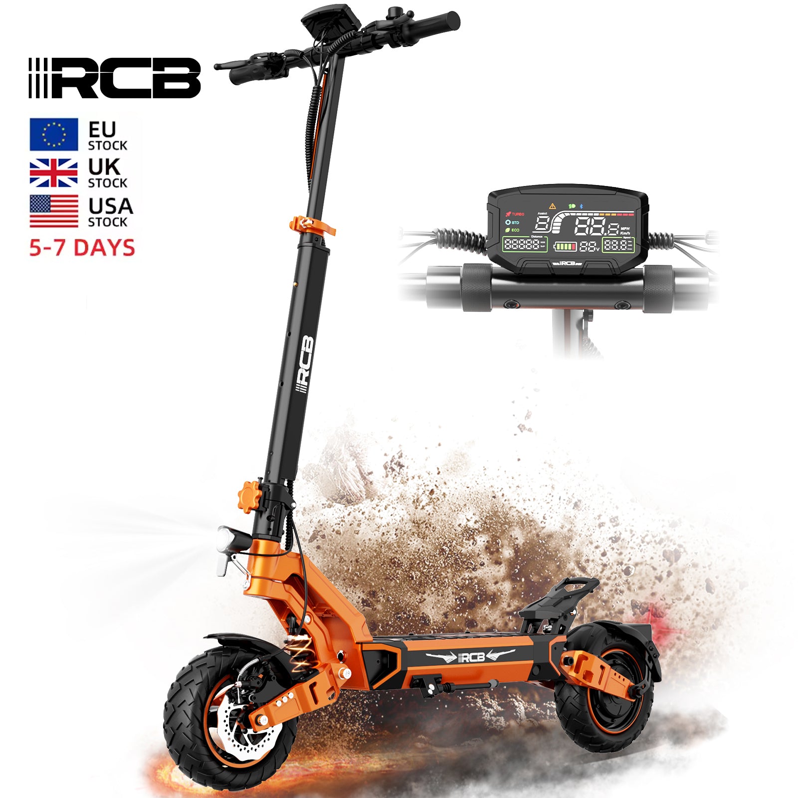 RGB Off-Road ELectric Scooter - 5600w Dual Motor, Long Range, Foldable Design