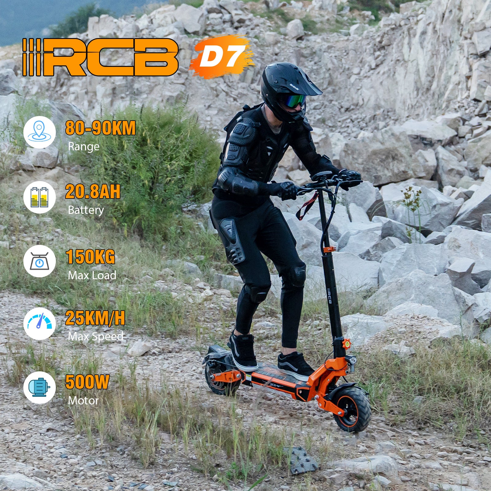 RGB Off-Road ELectric Scooter - 5600w Dual Motor, Long Range, Foldable Design