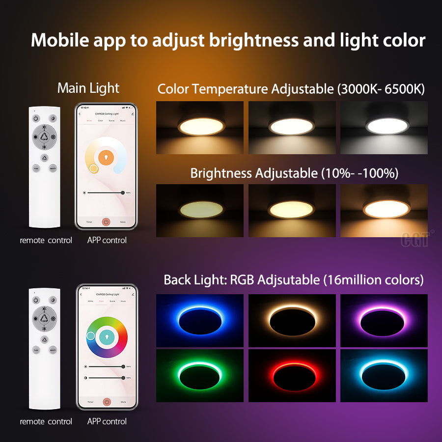 Smart RGB Ceiling Light - App-Controlled Ambient LED Lamp