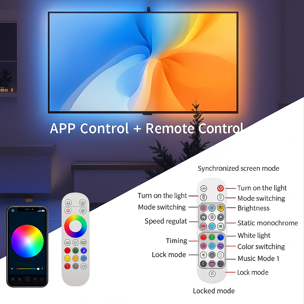 Smart LED TV Backlight – RGB Ambient Lighting with Camera (55-65 inch)